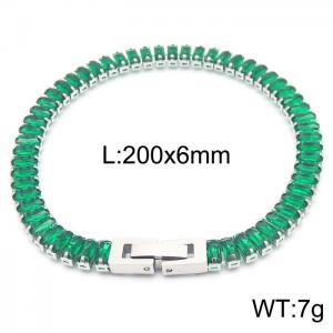 Stainless steel green rectangle crystal stone special charming silver bracelet - KB165624-Z