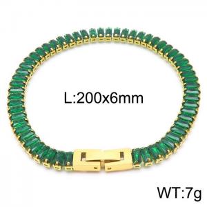 Stainless steel green rectangle crystal stone special charming gold bracelet - KB165625-Z