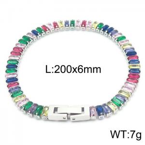Stainless steel colorful rectangle crystal stone special charming silver bracelet - KB165626-Z