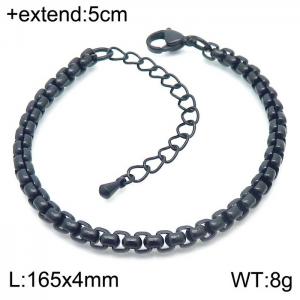 Stainless steel 165x4mm square pearl chain black simple bracelet - KB165628-Z