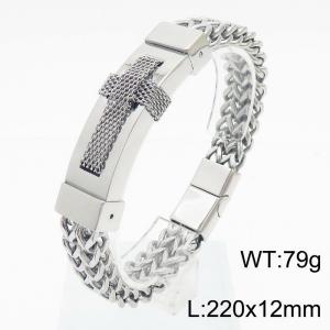 Stainless steel fashional strong cross dragonbone silver bracelet - KB165630-KFC