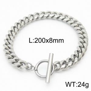 8mm Stainless Steel 304 Cuban Chain Bracelet With Round OT Clasps - KB165893-ZZ