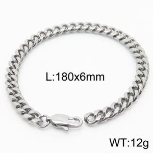 6mm Silver Color Stainless Steel Cuban Link Chain Bracelets For Women Men - KB165944-ZZ