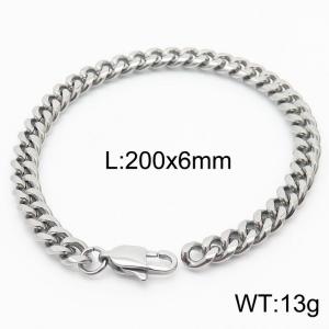6mm Silver Color Stainless Steel Cuban Link Chain Bracelets For Women Men - KB165945-ZZ