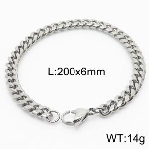 6mm Silver Color Stainless Steel Cuban Link Chain Bracelets For Women Men - KB165948-ZZ