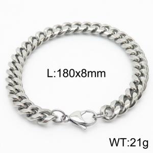 180x8mm Stainless Steel 304 Cuban Chain Bracelet Males Jewelry With Classic Lobster Clasp - KB165959-ZZ