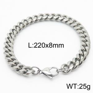 220x8mm Stainless Steel 304 Cuban Chain Bracelet Males Jewelry With Classic Lobster Clasp - KB165961-ZZ
