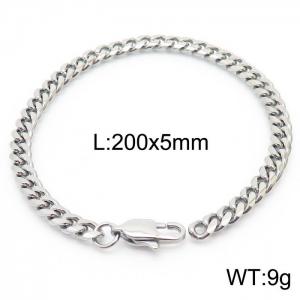 5mm Silver Color Stainless Steel Cuban Link Chain Bracelets For Women Men - KB166138-ZZ