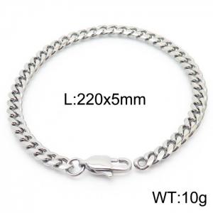 5mm Silver Color Stainless Steel Cuban Link Chain Bracelets For Women Men - KB166139-ZZ