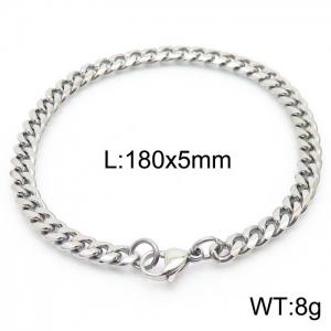 5mm Silver Color Stainless Steel Cuban Link Chain Bracelets For Women Men - KB166140-ZZ