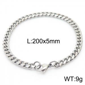 5mm Silver Color Stainless Steel Cuban Link Chain Bracelets For Women Men - KB166141-ZZ