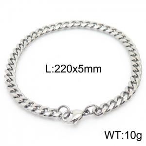 5mm Silver Color Stainless Steel Cuban Link Chain Bracelets For Women Men - KB166142-ZZ