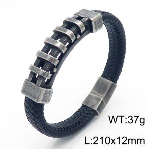 Personality titanium steel ornaments fashion casual unisex leather rope bracelet - KB166258-KFC