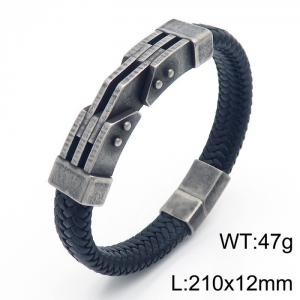 Personality titanium steel ornaments fashion casual unisex leather rope bracelet - KB166262-KFC