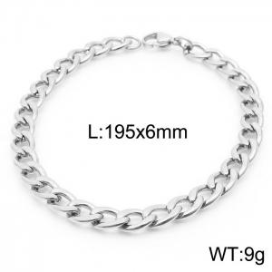 6mm Silver Color Stainless Steel Chain Bracelet For Women Men Fashion Jewelry - KB166479-Z