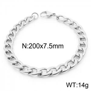 7.5mm Silver Color Stainless Steel Chain Bracelet Men's Fashion Simple Jewelry - KB166480-Z