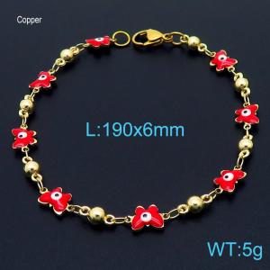Fashion INS Red Butterfly Eye Beads Bracelets 18K Gold Plated Copper Women's Jewelry Bracelet - KB166500-Z