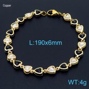 Temperament Creative White And Black Shell Heart Bracelets 18K Gold Plated Copper Womens Jewelry Bracelet - KB166503-Z