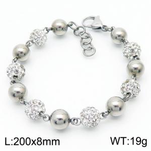 European And American Creative Crystal Beads Link Chain Bracelets Stainless Steel Women Jewelry - KB166552-Z