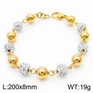 European And American Creative Crystal Beads Link Chain Bracelets Stainless Steel 18K Gold Plated Women Jewelry - KB166553-Z