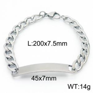 200x7.5mm Personality Laser Stainless Steel Curved Brand Bracelets Cuban Chain Jewelry Bangles - KB166555-Z