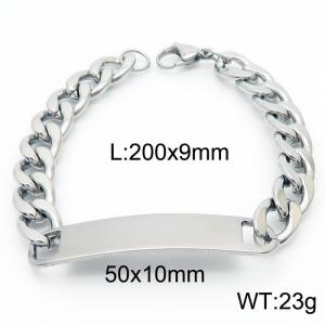 200x9mm Personality Laser Stainless Steel 10mm Curved Brand Bracelets Cuban Chain Jewelry Bangles - KB166557-Z