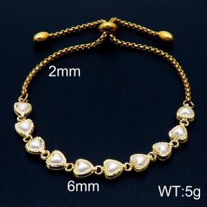 Creative 18K Gold Plated Copper Adjustable Bracelets White Shell Sweater Chain Women Jewelry Bracelet - KB166604-Z