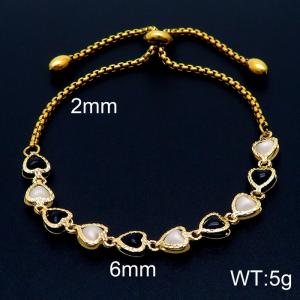 Creative 18K Gold Plated Copper Adjustable Bracelets White And Black Shell Sweater Chain Jewelry Bracelet - KB166605-Z
