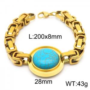 18K Gold Plated Stainless Steel Blue Stone Chain  Bracelets - KB166892-Z