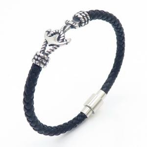 Stainless Steel Leather Bracelet - KB166971-YY