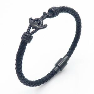 Stainless Steel Leather Bracelet - KB166972-YY