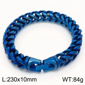 230X10mm Blue Color Stainless Steel Herringbone Chain Bracelet - KB167190-KFC