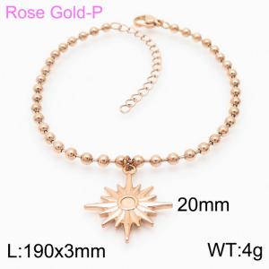 3mm Beads Chain Bracelet Women Stainless Steel 304 With Compass Charm Rose Gold Color - KB167238-Z
