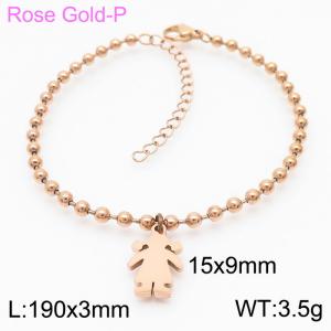 3mm Beads Chain Bracelet Women Stainless Steel 304 With Girl Charm Rose Gold Color - KB167241-Z