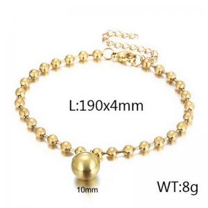 4mm Beads Chain Bracelet Women Stainless Steel 304 With Big Bead Charm Gold Color - KB167259-Z