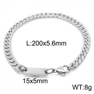 Stainless steel 200x5.6mm cuban chain lobster clasp classic do it yourself own silver bracelet - KB168178-Z