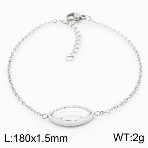 18cm Long Silver Color Stainless Steel Oval Crystal Glass Link Chain Bracelets For Women - KB168248-KFC