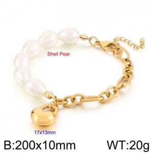 Shell Pearl Bracelet 18K gold simple design sensitive surface love stainless steel bracelet - KB168792-Z