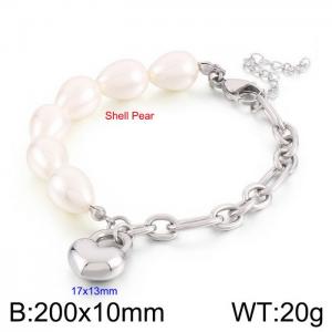 Shell Pearl Bracelet 18K gold simple design sensitive surface love stainless steel bracelet - KB168793-Z