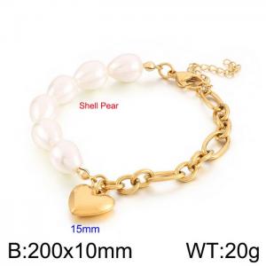 Shell Pearl Bracelet 18K gold simple design sensitive surface love stainless steel bracelet - KB168794-Z