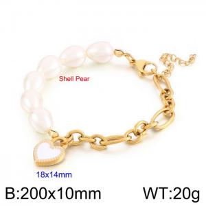 Shell Pearl Bracelet 18K gold simple design sensitive surface love stainless steel bracelet - KB168796-Z