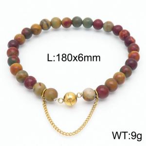 Cross border colorful 180x6mm bracelet paired with gold bead titanium steel bracelet - KB169087-Z