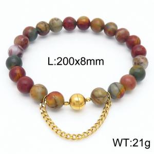 Cross border colorful 200x8mm bracelet paired with gold bead titanium steel bracelet - KB169088-Z