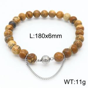 Cross border brown 180x6mm bracelet paired with steel bead titanium steel bracelet - KB169123-Z