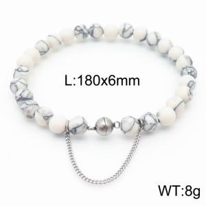 Cross border white 180x6mm bracelet paired with steel bead titanium steel bracelet - KB169126-Z