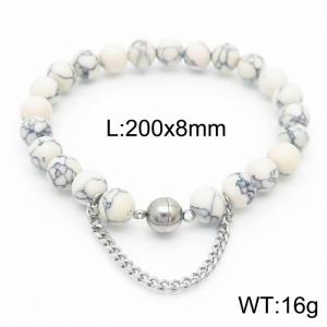 Cross border white 200x8mm bracelet paired with steel bead titanium steel bracelet - KB169127-Z