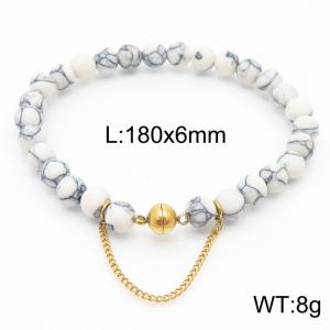 Cross border white 180x6mm bracelet paired with gold bead titanium steel bracelet - KB169129-Z
