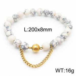 Cross border white 200x8mm bracelet paired with gold bead titanium steel bracelet - KB169130-Z
