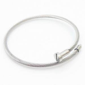 Unisex Fashion Silver Color Stainless Steel Strand Nail Charm Bangle - KB169159-NT