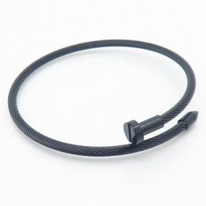 Unisex Fashion Black-Plated Stainless Steel Strand Nail Charm Bangle - KB169161-NT